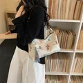New Chinese style butterfly jacquard shoulder bag with wooden bead strap and tassel - Light Khaki