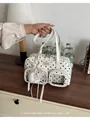 Elegante vintage witte schoudertas met zwarte stippen en voorvakken voor dames - Zonder hanger / Wit