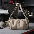 Vielseitige beige Canvas-Umhängetasche mit großer Kapazität und mehreren Taschen - Grau