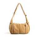 Große khakifarbene Canvas-Umhängetasche mit mehreren Reißverschlusstaschen Alltag - Khaki