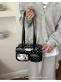 Elegant black and white polka dot underarm pillow bag for women's daily commute - With Pendant / Black