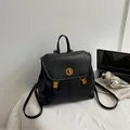 Minimalist black soft leather backpack for women, ideal for commuting and daily use - No Pendant / Black
