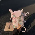 Mini borsa a secchiello rosa ricamata in stile cinese moderno con tracolla regolabile - Rosa