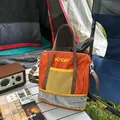 Casual orange grid women's tote bag for outdoor camping and stylish leisure travel use - L / Orange