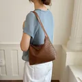 Chic brown woven underarm shoulder bag for women with leather strap - Brown