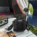 Stylish black grid crossbody bag for women with AOTUAT logo in a camping setting - S / Black
