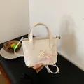 Crèmewitte gewatteerde emmertas met schattig konijntje en parelhartje voor dames - Zilver Groot