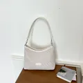 Elegante borsa sottobraccio intrecciata bianco crema da donna con dettagli in argento. - Taglia S / Bianco