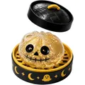 Juguete antiestrés de bollo fantasma de Halloween con purpurina dorada y vaporera - Calavera Dorada