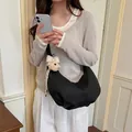 Elegant black pleated hobo shoulder bag with a cute bear plush charm for stylish women - With Pendant / Black