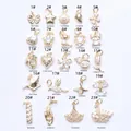 Collection of 23 gold-plated 14K charms with cubic zirconia for DIY jewelry making - Bow Style ((X43) 1#) / Pendant Only (Without Chain) / Gold