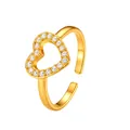 Eleganter goldener verstellbarer offener Ring mit funkelndem Strass-Herzmotiv. - Offenes Herz (WLR2137) Silber