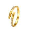 Eleganter vergoldeter verstellbarer Ring mit funkelnden Zirkonia-Steinen - Linien-Stil (WLR2138) / Stahlfarben