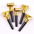 Gouden metallic party blowouts voor kinderfeestjes set van 5 - Goud / 6.50cm