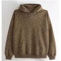 Fashionable brown leopard print hooded sweatshirt with loose fit and casual style - S / Tops / Coffee Leopard Print (KLBNB11032)