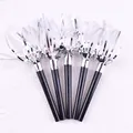 Zilveren folie party blowouts met zwarte handvaten voor kinderfeestjes 5 stuks - Zwarte Buis Kwastje - Zilver / 11cm