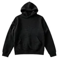 Casual black oversized hooded sweatshirt featuring a subtle 3D floral leopard pattern - S / Tops / Black Leopard Print (KLBNB131)