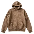 Stylish oversized brown leopard print hoodie with drawstring hood and front pocket - S / Tops / Brown Leopard Print (KLBNB130)