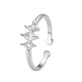 Eleganter verstellbarer Silberring mit drei funkelnden Marquise-Schliff-Steinen - Drei Marquise-Steine (WLR2142) Silber