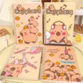 High-quality A5 spiral notebook featuring cute Capybara cartoon designs for students - Capybara Illustration (W752B) / A5 Coil Notebook (120 Pages) / Beige