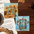 Vintage oil painting metal bookmark with miniature frame and floral motif display - Sunflower + Rose Fragrance