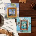 Vintage oil painting metal bookmarks with Romantic Girl and White Rose motifs - Umbrella + Rose Fragrance