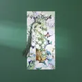 Elegant vintage gilded metal floral bookmark with a decorative green tassel for book lovers - Impression Gilded - White Roses (1 Piece)