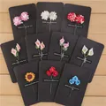 Vintage black greeting cards featuring handmade flowers and Especially For You label - 1 Piece (Random Flower) / Black