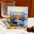 Vintage landscape oil painting acrylic fridge magnet with romantic sunset design - Romantic Sunset (W834)