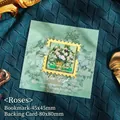 Vintage Van Gogh rose oil painting metal bookmark 45x45mm with 80x80mm gift card - Rose