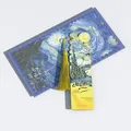 Vintage Van Gogh Starry Night style hollowed metal bookmark with long yellow tassel - Starry Sky