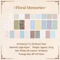 Vintage floral scrapbooking paper set with 60 decorative sheets for DIY crafts - Floral Memories / 60 Cards