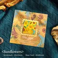 Vintage Van Gogh sunflower oil painting metal bookmark with 80x80mm artistic backing card - Sunflower