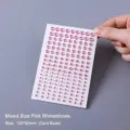 Pink self-adhesive rhinestone stickers for face and body makeup, mixed sizes sheet - Assorted Size Rhinestones / 120x82mm / Pink