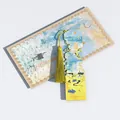 Vintage Monet metal hollow bookmark with yellow tassel and matching art card - Impression Sunrise