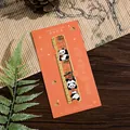 Cute metal panda bookmark with orange gift card backing for students and stationery gifts - Persimmon / Straight Style