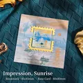 Vintage metal bookmark featuring Monet's Impression Sunrise painting with artistic backing card - Impression Sunrise