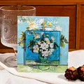 Vintage Acryl Kühlschrankmagnet mit Ölgemälde-Motiv weißer Rosen im Retro-Stil - Romantische Weiße Rose