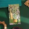 Elegant Van Gogh Vase of Roses metal bookmark with golden tassel and matching art card. - White Rose Fragrance (Roses)