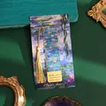Exquisite Monet Water Lilies gilded metal bookmark with golden tassel and artistic backing card - Water Lily Shadows
