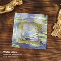 Golden metal stamp bookmark featuring Monet Water Lilies art backing card - Water Lily