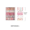 Set of 5 cute washi tape rolls with floral and strawberry patterns for DIY journaling - Berry Cream Puff (B600-1) / 5 Rolls / Pink Series (Butterflies and Strawberries)