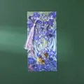 Vintage gilded metal bookmark featuring Van Gogh Irises art and a soft purple tassel - Impression Gilded - Irises (1 Piece)