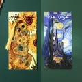 Vintage gilded metal bookmarks featuring Van Gogh Sunflowers and Starry Night designs - Sunflower and Starry Night (2 Pieces)