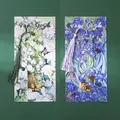 Two retro gilded metal bookmarks featuring Van Gogh style floral artwork and elegant silk tassels - White Roses and Irises (2 Pieces)