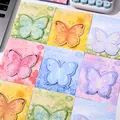 Set mit bunten Schmetterlings-Haftnotizen in sehr lebhaften Aquarell-Blumenstilen - Farbmischung (Zufällig) / 3er Pack