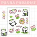 Cute hand-drawn panda and tulip PET transparent sticker for DIY journal decoration - Panda Pink