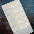 Eleganti buste cielo stellato con motivi di stelle e luna in lamina d'oro e d'argento - Busta con Piume Bianche / 5 Pezzi