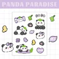 Cute panda themed transparent PET sticker sheet for DIY scrapbooking and stationery - Panda Purple