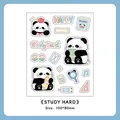 Cute Panda PET sticker sheet 'Study Hard' theme for journaling and DIY, 100x80mm - Learning Panda